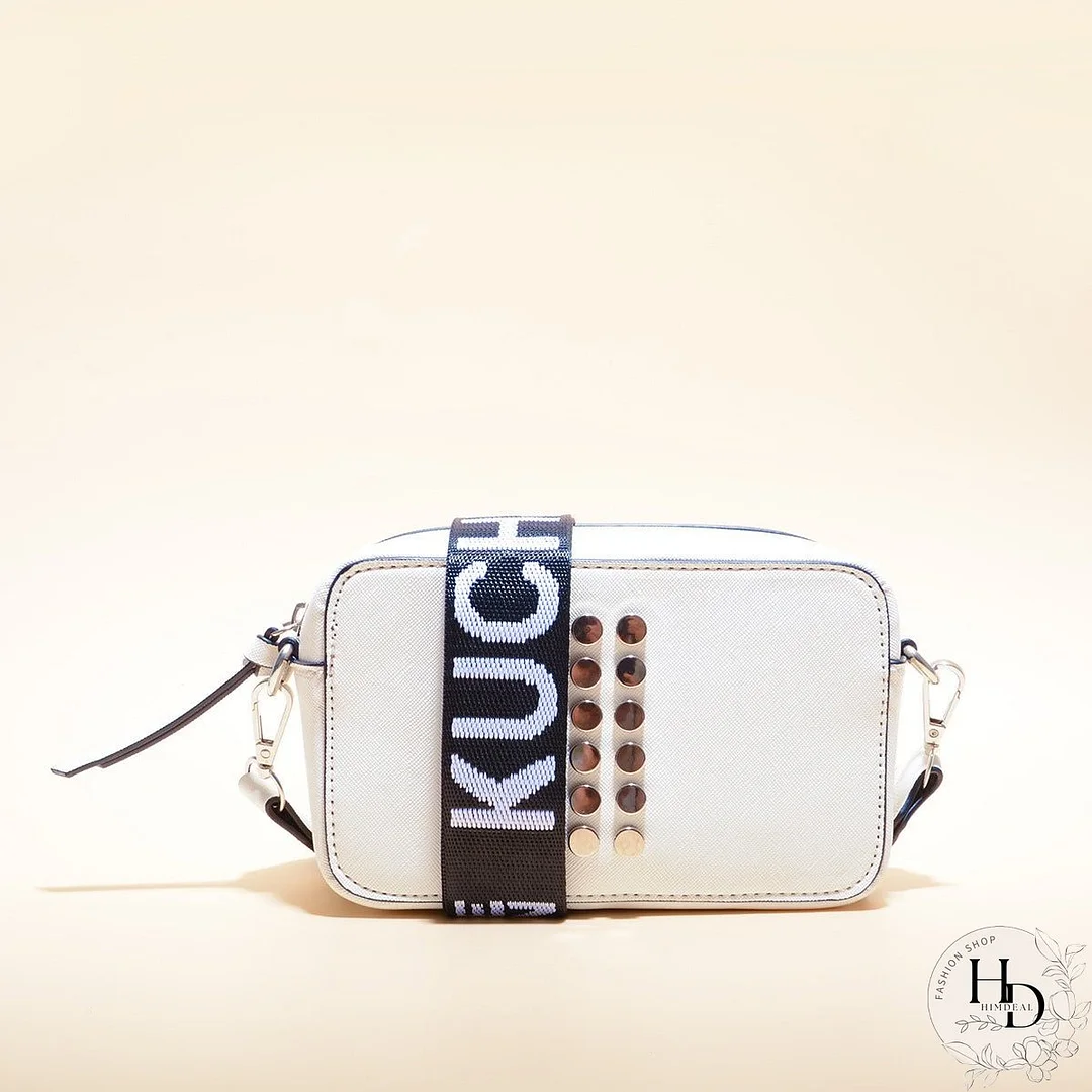 Retro letters wide shoulder strap handbags