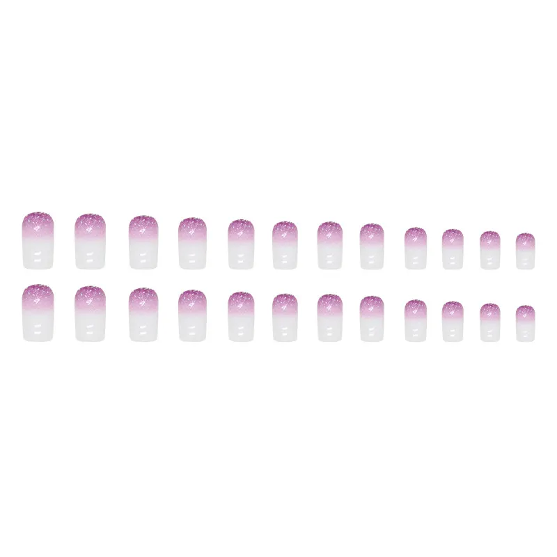 Churchf Churchf Gradient Milk White Bottom Jump Color Flash Pink Nail Gentle And Sweet Temperament Girl Fake Nails Wear Nail Nail Tablets
