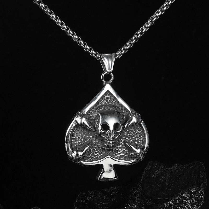 Retro Skull Titanium Steel Stoving Varnish Halloween Unisex Pendant Necklace