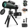 NEEWER 12x50 ED Monocular Telescope, Mobile Phone Lens Set with Metal Tripod Ball Head Mobile Phone Clip Holder Portable Storage Bag for Wildlife Watching, Camping, Astronomical Observation