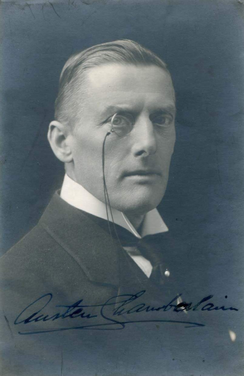 NOBEL PEACE PRIZE Austen Chamberlain autograph, signed vintage Photo Poster paintinggraph