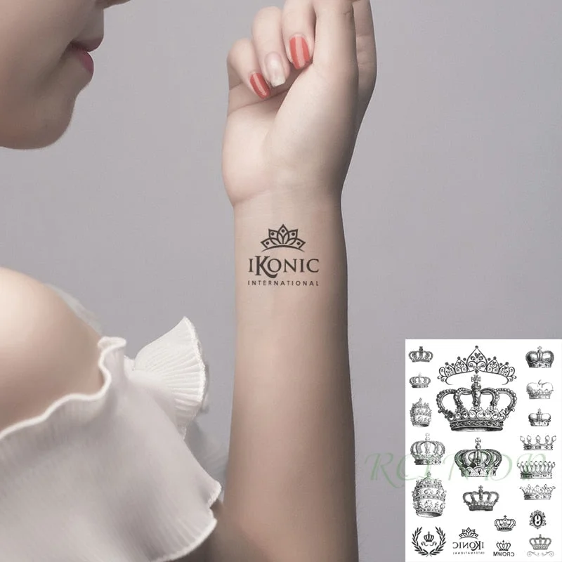 Waterproof Temporary Tattoo Sticker sexy on body back big crown tatto stickers flash tatoo fake tattoos for women men