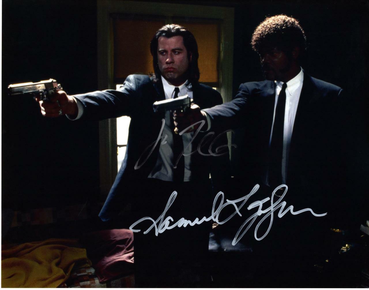 Samuel L Jackson John Travolta 11x14 Signed Autographed Photo Poster painting Picture with COA