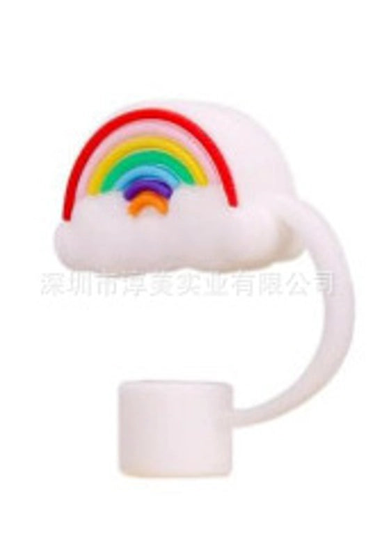 5 Pieces Silicone Straw Cap Flower Cartoon Baiyun Cup Straw Protective Cover Dust Plug 10mm
