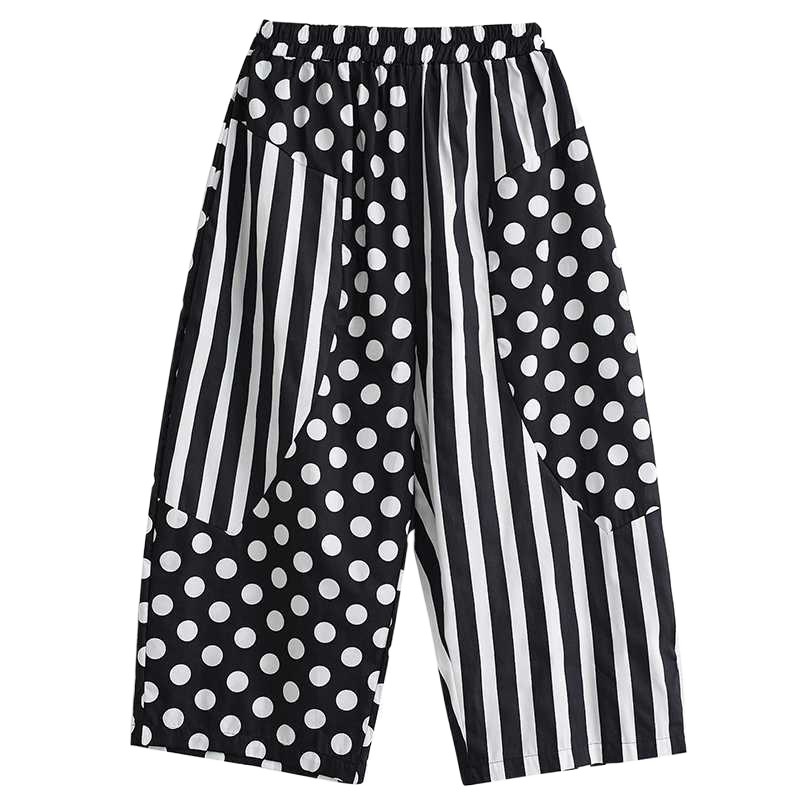 Loose Printed Splicing Wide Leg Pants