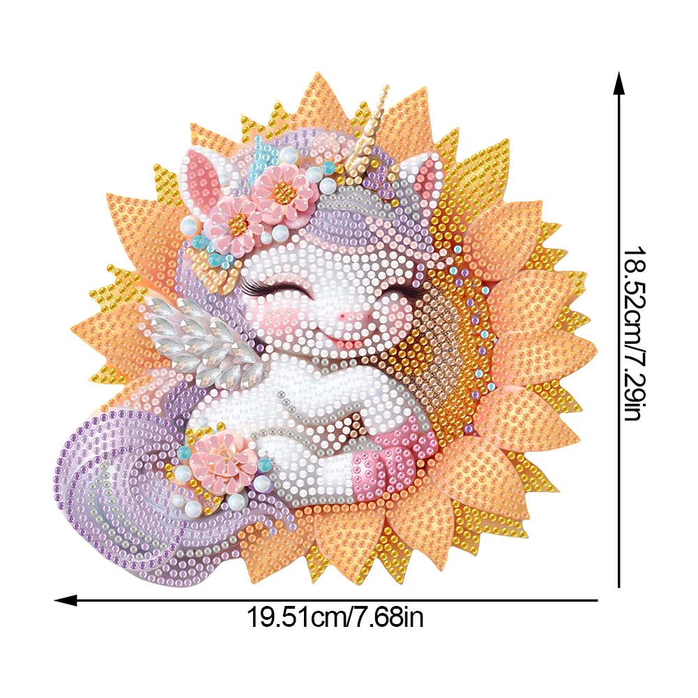 Single-Side Unicorn Diamond Art Hanging Pendant for Office Decor (Sunflower)