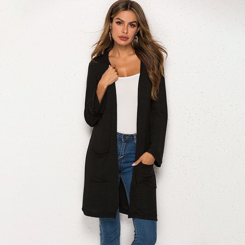 Spring And Autumn Women Style Fashion Lightweight Cardigan Jacket Coat Outwear Tops Casual Loose Open Stitch Solid Regular