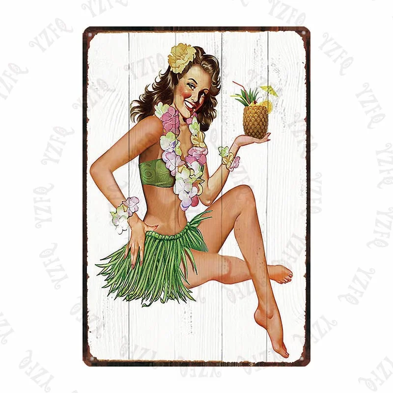 Athvotar Vintage Poster Surfing Beach Metal Sign Travel Souvenir Retro Wall Bar Art Home Cinema Decor Cuadros DU-5391A