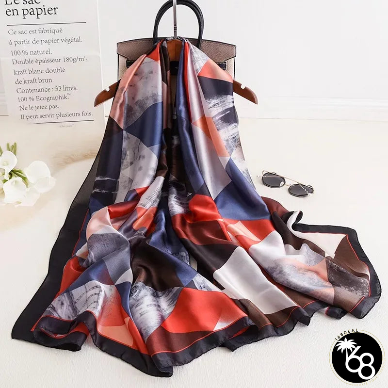 Women's Silk Neck Wrap Printed Pattern Trendy Beach Scarves | 168DEAL