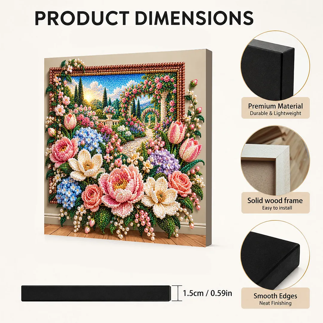 Framed Pearl Painting Kit Botanical Bloom 11.81x11.81in