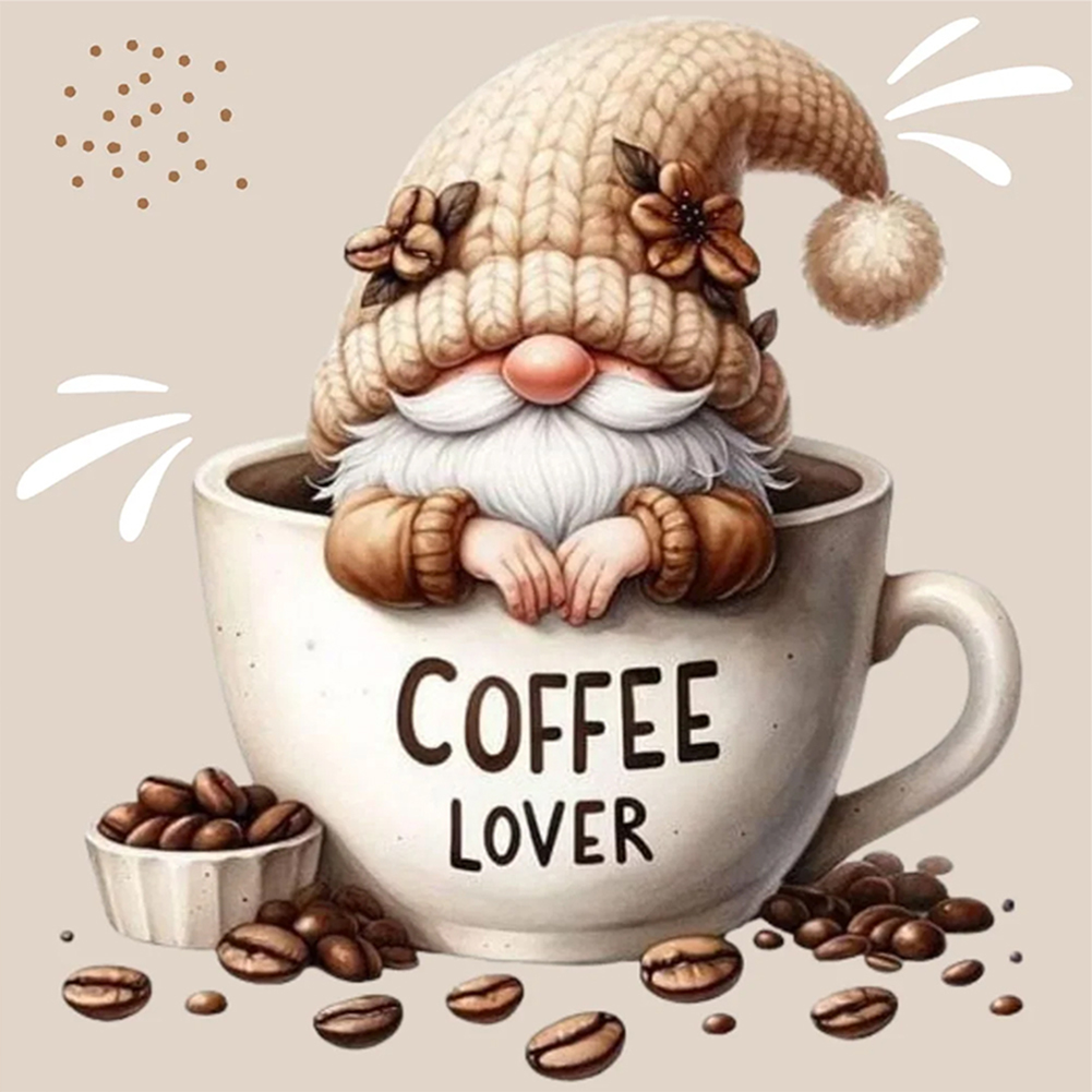 Cross Stitch 11CT Stamped Coffee Gnome (40*40cm)-Guru-buzz
