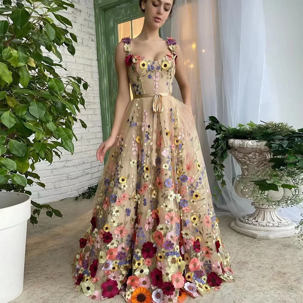 Brownm Brownm Women's Three-Dimensional Flowers Fashion Embroidered Flower Bag Hip Sexy Dress