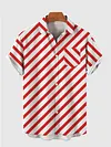 Plaid Series Retro Stylish White-Red Diagonal Stripes Printing Men's Short Sleeve Shirt