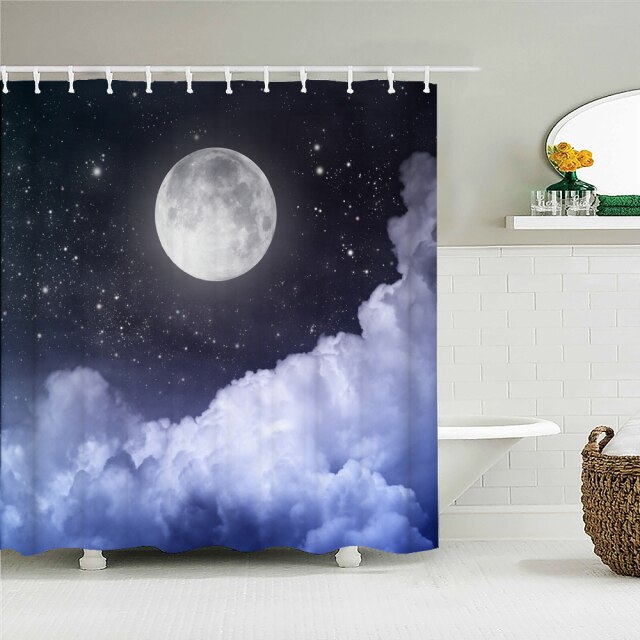 

Shower Curtain – Night Starry Sky Moon Earth-180*180cm, 501 Original