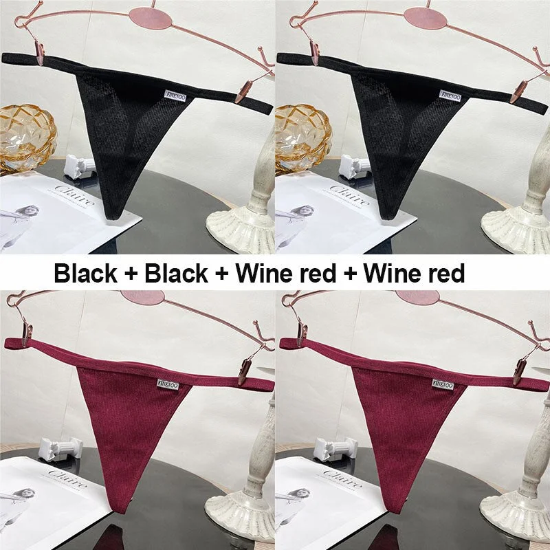 4PCS/Set Sexy G-String Women's Panties Cotton Underwear Lingerie for Female Underpants T-Back Panties Briefs Thong Intimates