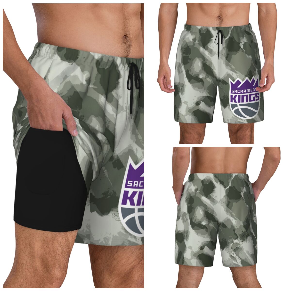 Sacramento Kings Camo Quick-Dry Men Swim Trunk