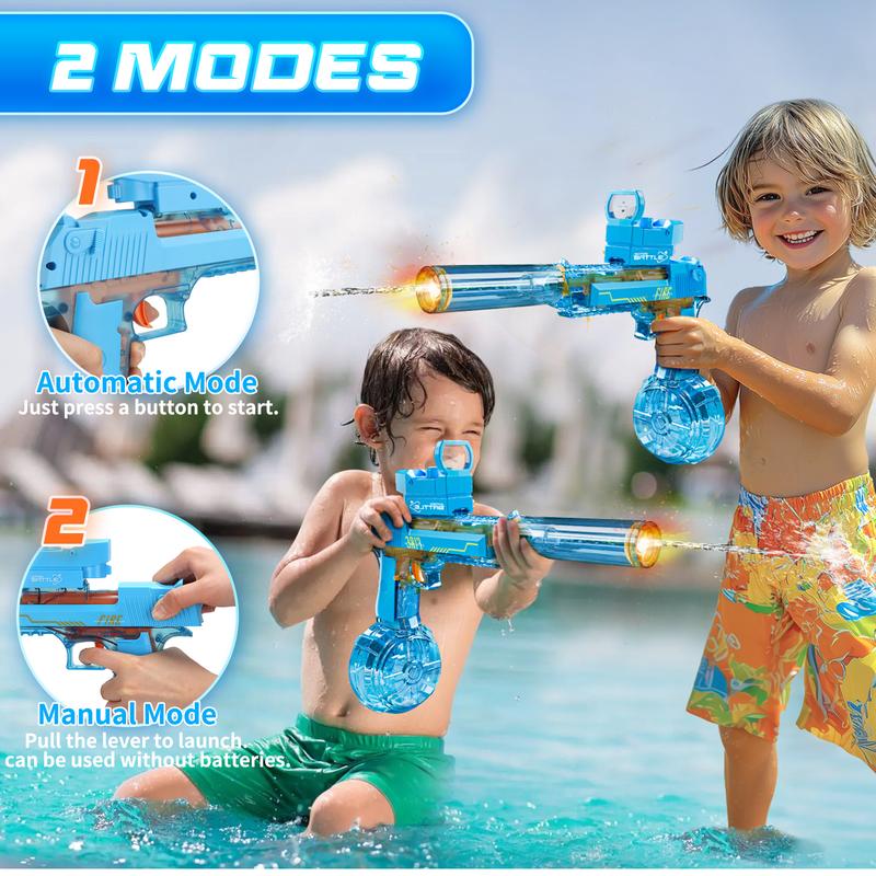 Product Introduction of Electric Water Blaster with LED Lights, Water Shooter Powerful Squirt Water Pistol for Kids/Aldults, Long Range Shoot Reach 26-35ft, High Powered IP67 Waterproof for Summer, Outdoor,Party,Birthday Gift，  Swimming Pools 17