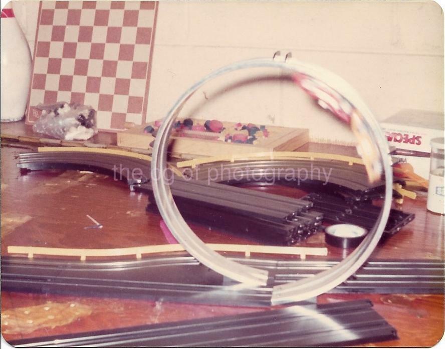 Car Loop Abstract FOUND Photo Poster painting Color SLOT RACING TRACK 1960's VINTAGE 02 27 E