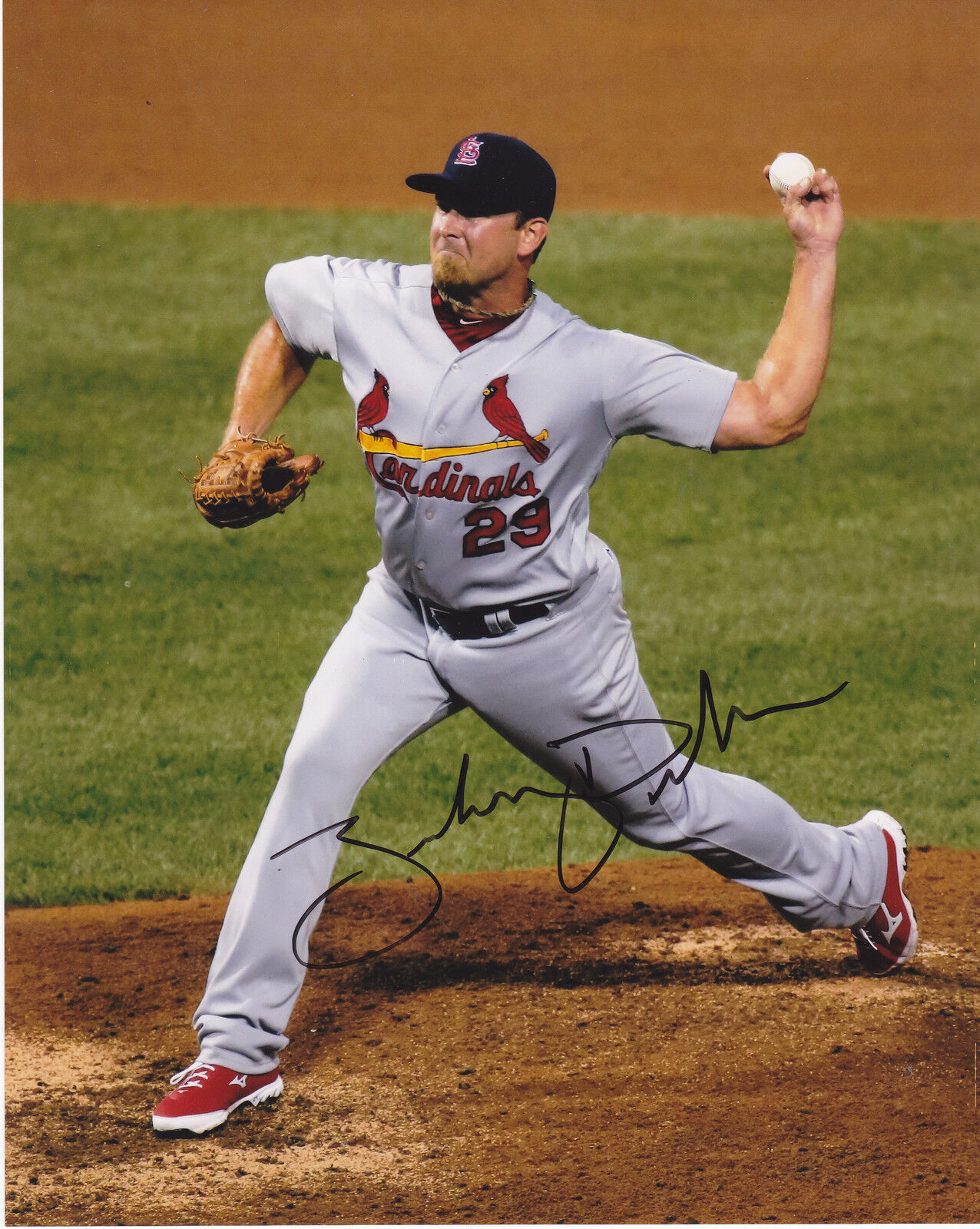 ZACH DUKE ST. LOUIS CARDINALS ACTION SIGNED 8x10