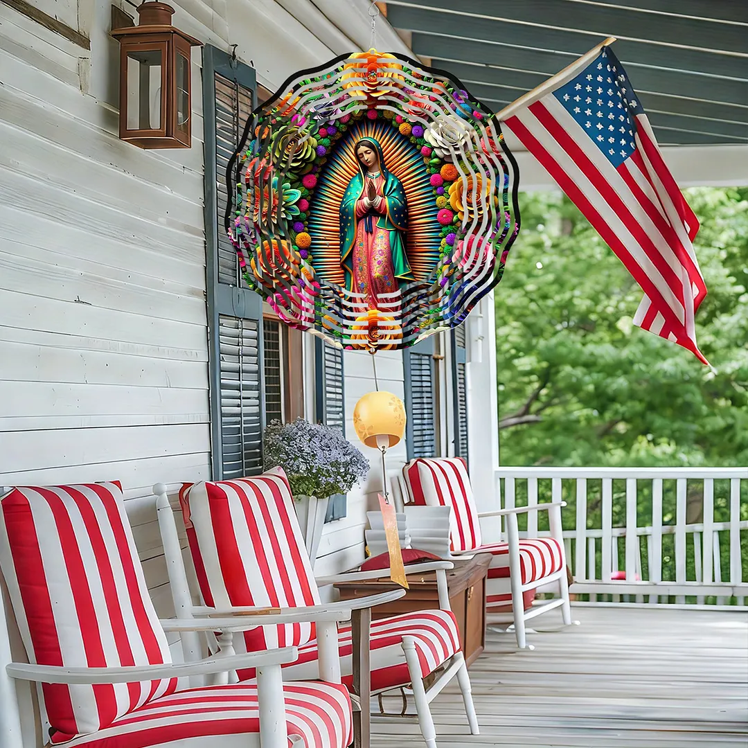 3D Hanging Wind Spinner 360 Degree Rotating 10-Inch Garden Wind Spinners Hanging Wind Catcher Art Gift for Home Garden Halloween Christmas (Jesus)