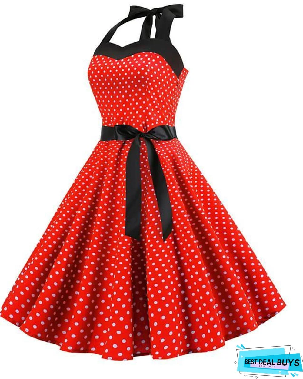Women's A-Line Dress Knee Length Dress Sleeveless Polka Dot Print 1950S Hot Vintage Blue Red Blushing Pink Light Blue