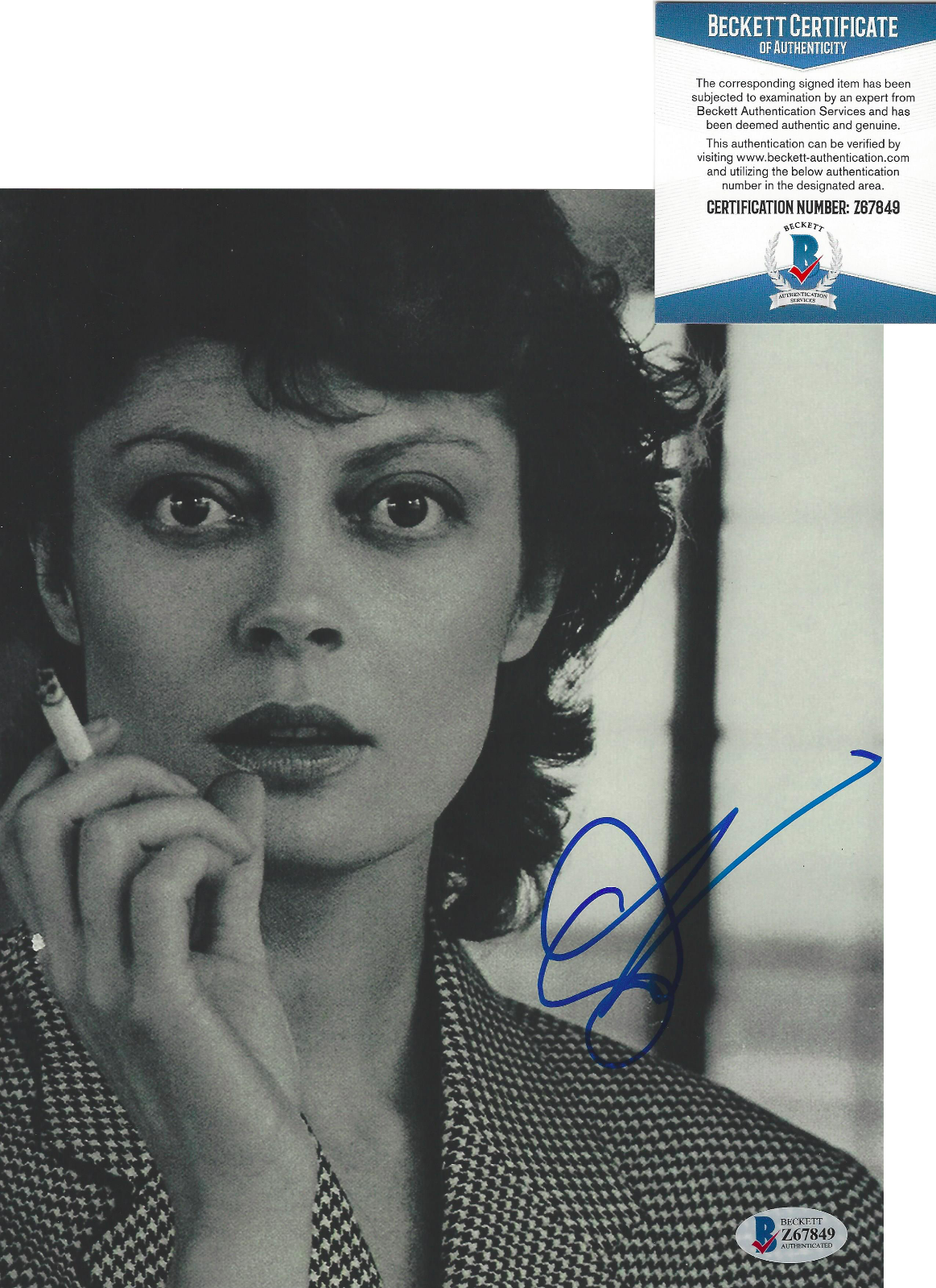 ACTRESS SUSAN SARANDON SIGNED AUTHENTIC 8x10 MOVIE Photo Poster painting C BECKETT COA BAS