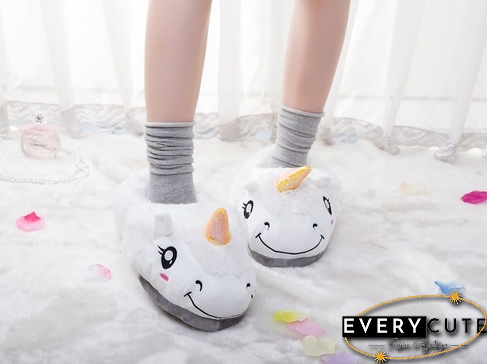 Winter Indoor Slippers Plush Home Shoes Unicorn Slippers For Grown Free Size Home Slippers Shoes Christmas Gift