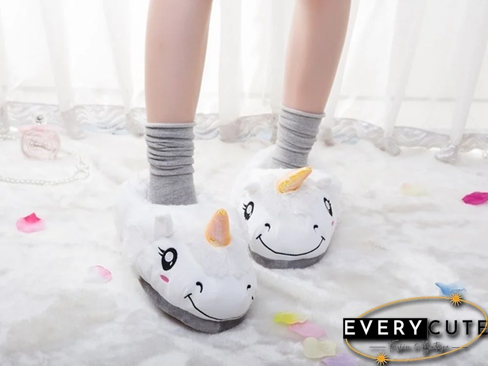 Winter Indoor Slippers Plush Home Shoes Unicorn Slippers For Grown Free Size Home Slippers Shoes Christmas Gift
