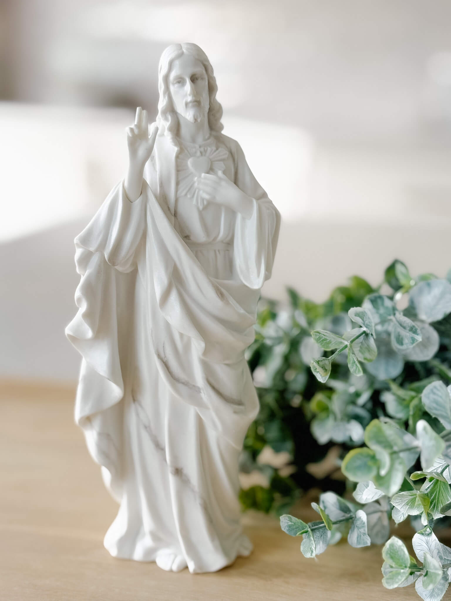 Sacred Heart of Jesus Marble-Inspired Statue