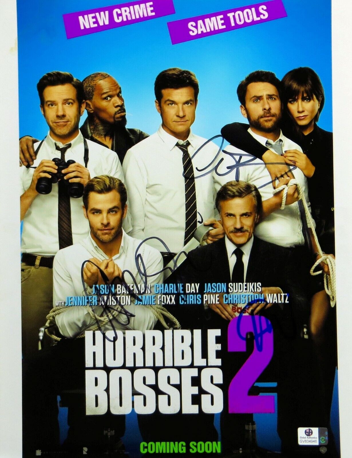 Chris Pine/Christoph Waltz/Charlie Day Signed 11X14 Photo Poster painting Horrible Bosses 834946