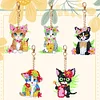 5Pcs DIY Diamond Painting Cat Keychain