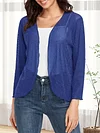 V-Neck Semi-Sheer Long Sleeve Solid Color Elegant Cardigan - Soft Medium Stretch Knit Fabric, Regular Length, Placket Closure - Perfect for All Seasons