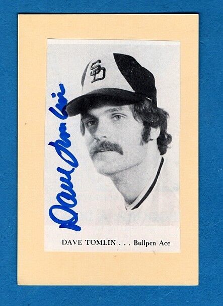 DAVE TOMLIN-SAN DIEGO PADRES AUTOGRAPHED VINTAGE Photo Poster painting