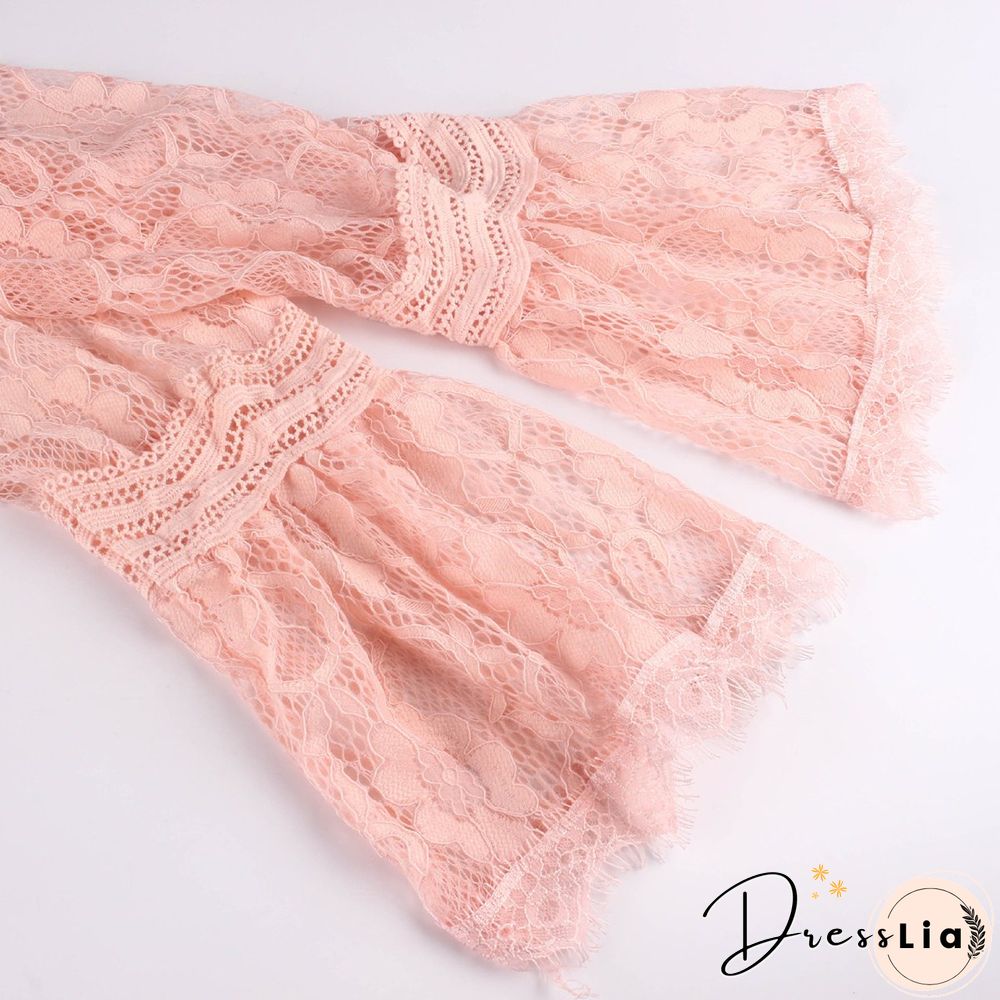 Lace Long Sleeves Round Neck Top