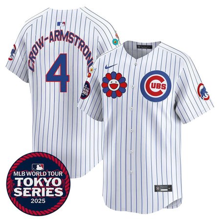 Youth Chicago Cubs #4 Pete Crow-Armstrong White Tokyo 2025 Cool Base Stitched Baseball Jersey
