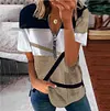 Novas roupas femininas de ver&atilde;o T-shirt de manga curta estampada com z&iacute;per