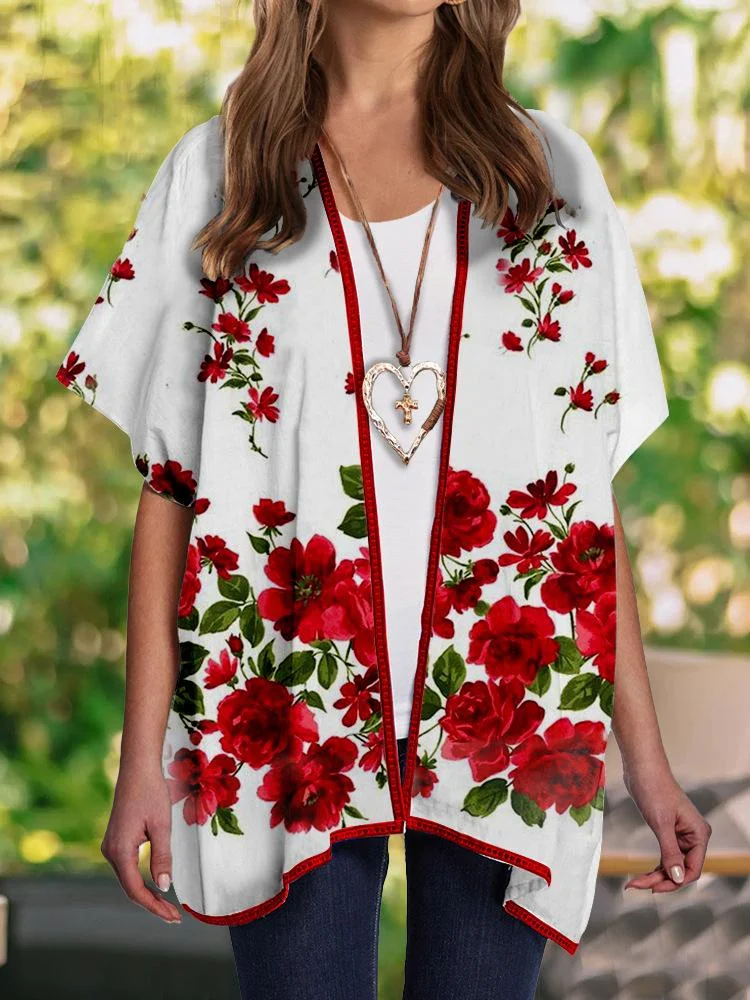 Loose Pattern Short Sleeve Outerwear