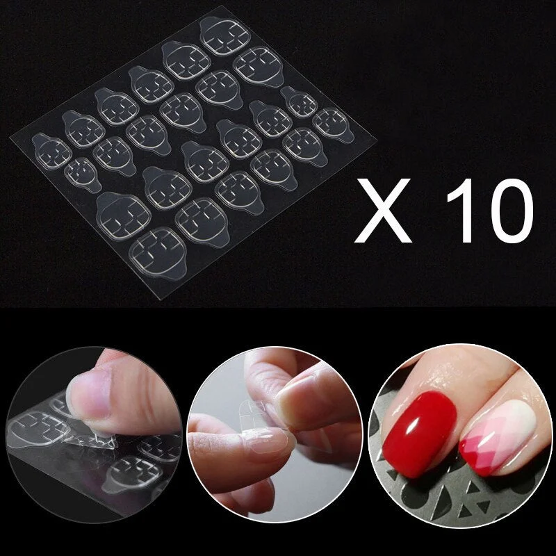 10pcs Double-Side Sticky Nail Glue Adhesives Tabs For Press On Nails Toenails Traceless Nail Decals Stickers DIY Manicure Tools