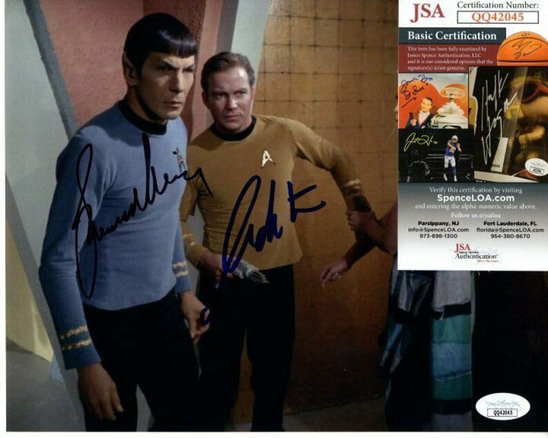 William shatner and leonard nimoy signed 8x10 star trek Photo Poster painting jsa