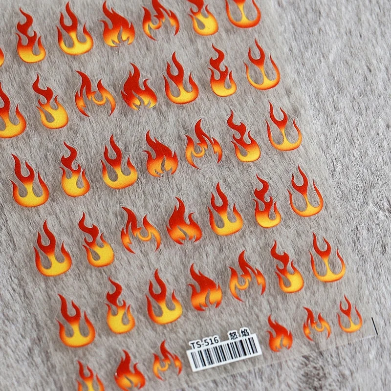 1PC Flame Simple 3D Nail Stickers Gradient Honeycomb Geometric Transfer Water Sliders Manicures Decoration Japanese Design Decal-Nail Inspo