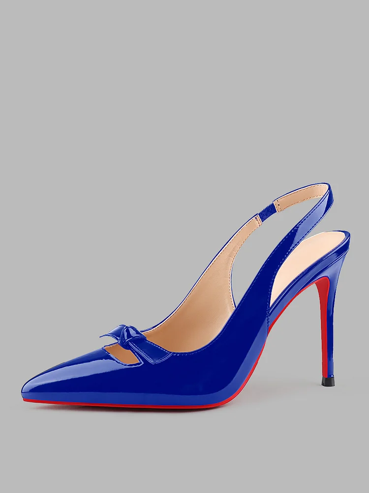 100mm Women Slingback Pumps Retractable belt  Stiletto Cute Hollow Decoration  Pointed Toe Dress Red Bottoms Shoes