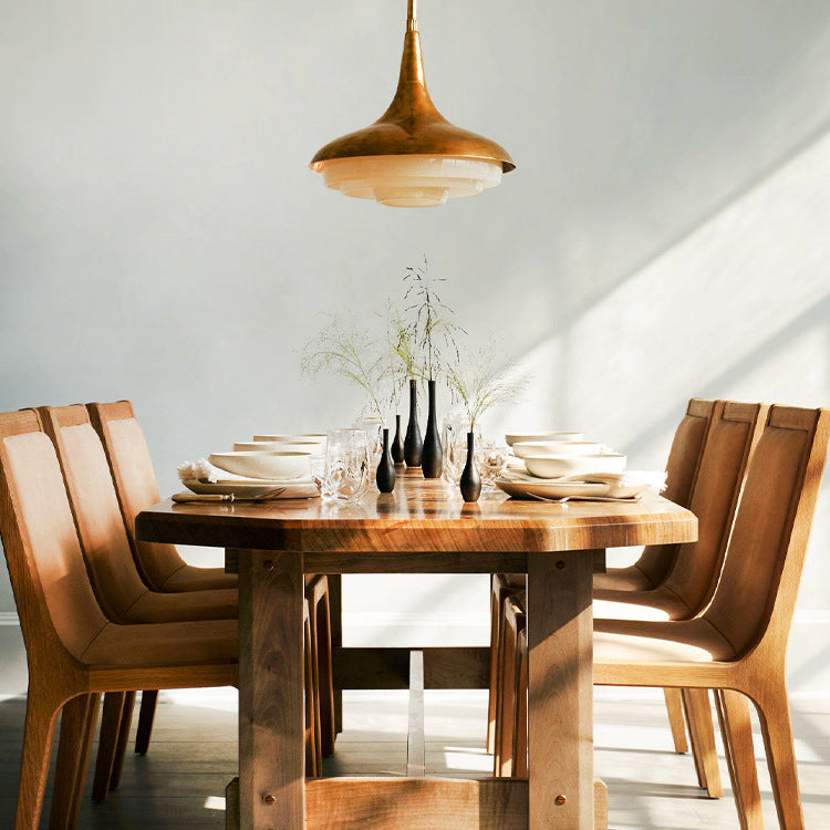 Traditional Vintage Glass Iron 1 - Light Pendant Light For Dining Room