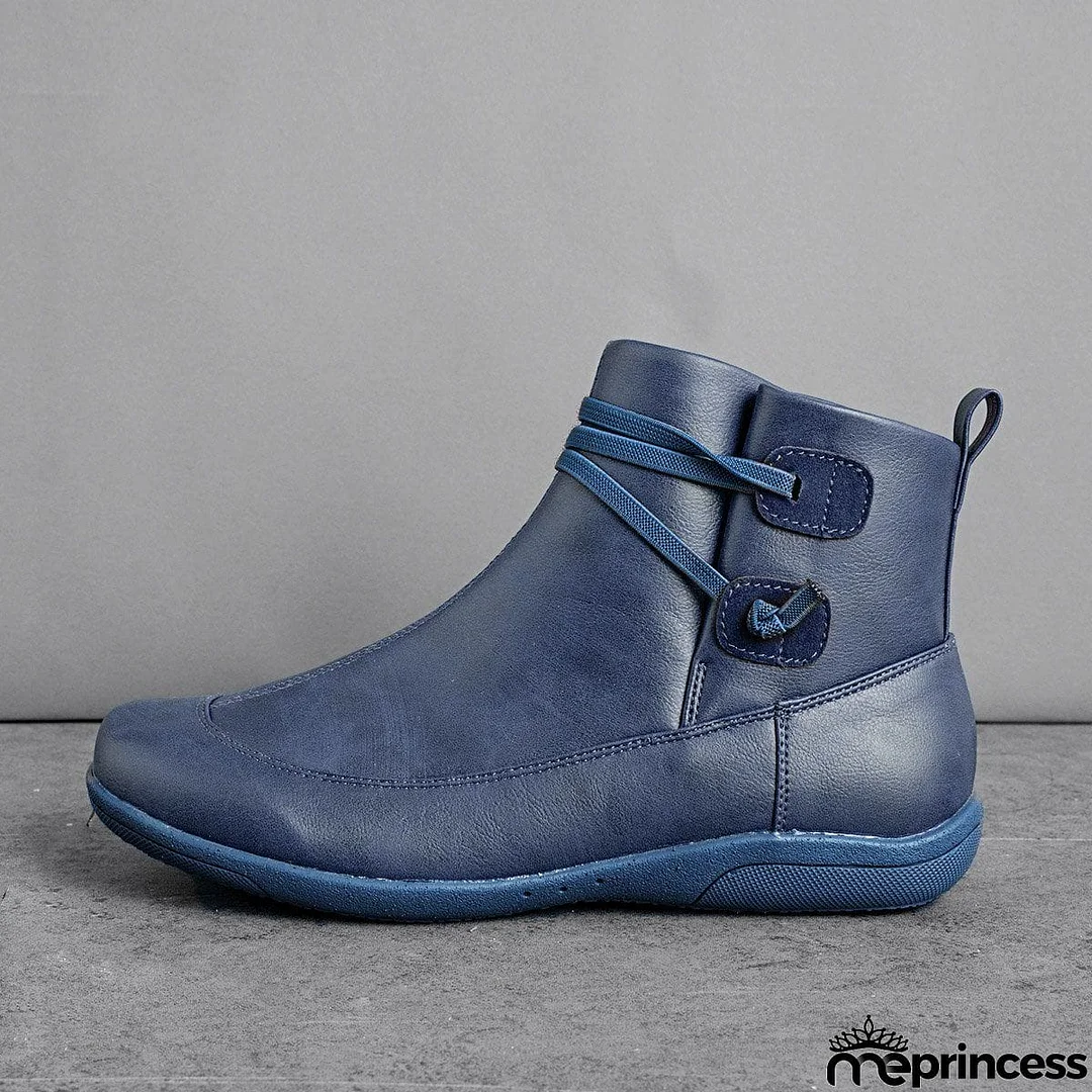 Women's Braided Strap Flat Heel All Season Boots