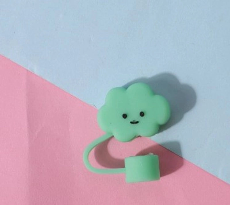 Casual Vacation Solid Color PVC Soft Rubber Straw Decorative Cap 1 Piece