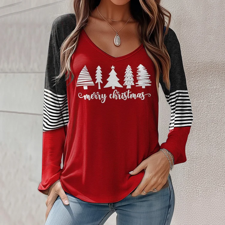 Happy Christmas Casual V-Neck T-Shirt