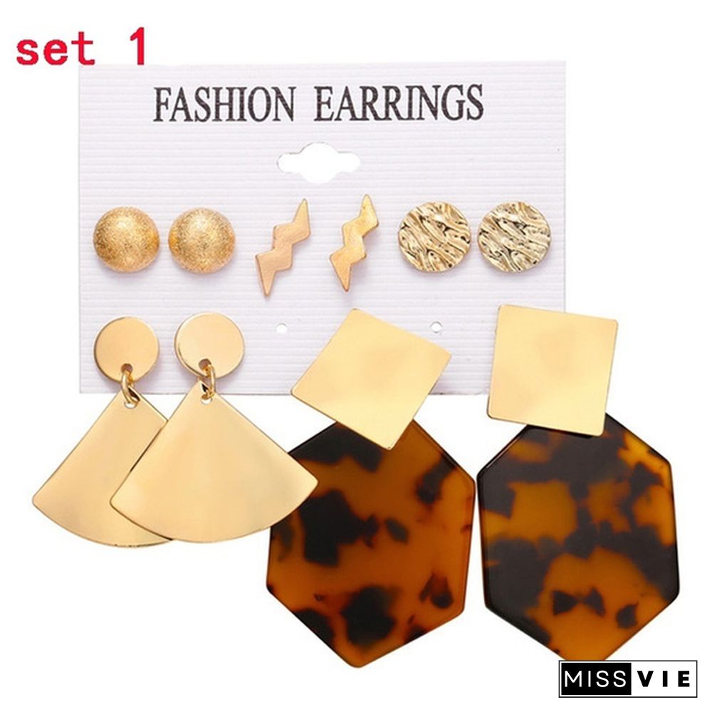 Styles New Tassel Acrylic Earrings For Women Bohemian Set Big Geometric Drop Earring