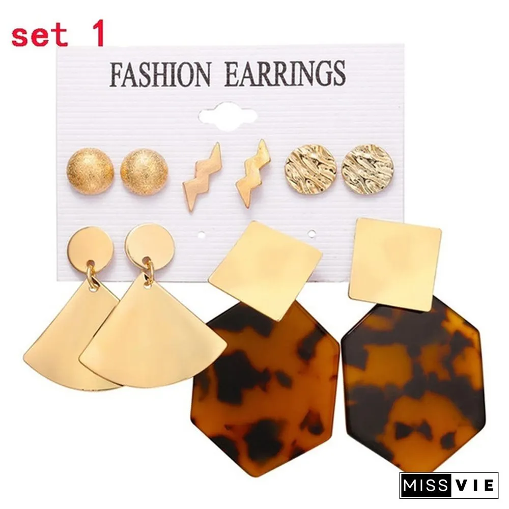 Styles New Tassel Acrylic Earrings For Women Bohemian Set Big Geometric Drop Earring