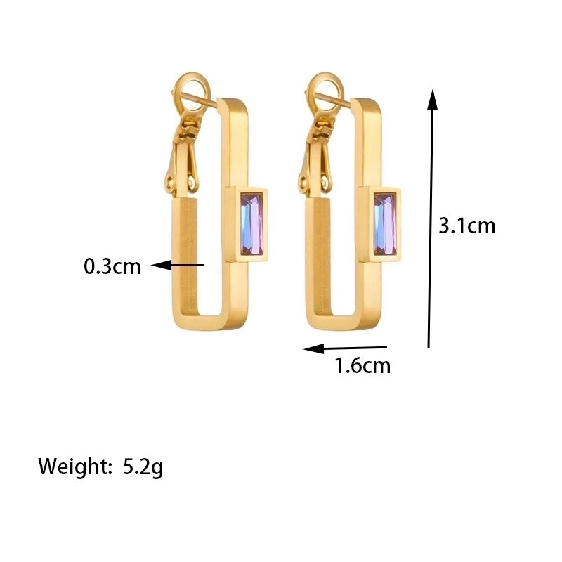 1 Pair Elegant Sweet Minimalist L Shape Polishing Plating Inlay 304 Stainless Steel Artificial Rhinestones 18K Gold Plated Earrings