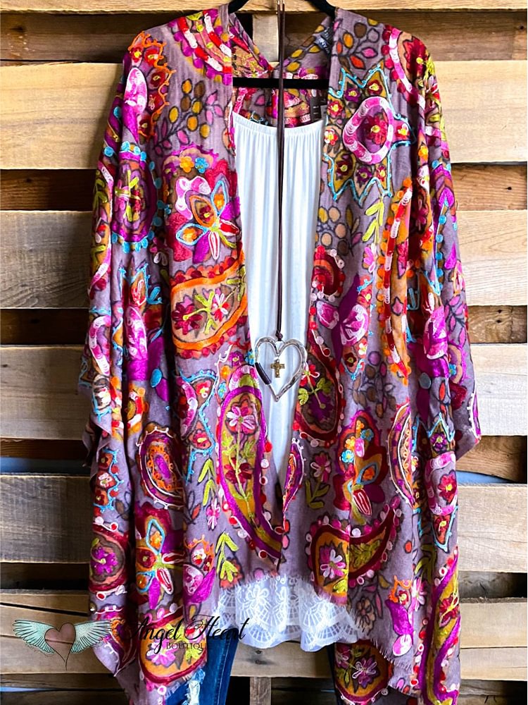 Oversized Casual Printed Kimono P177244665