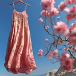 Boho Pink Floral Lace Flowy Linen Cami Maxi Dress - Image 2